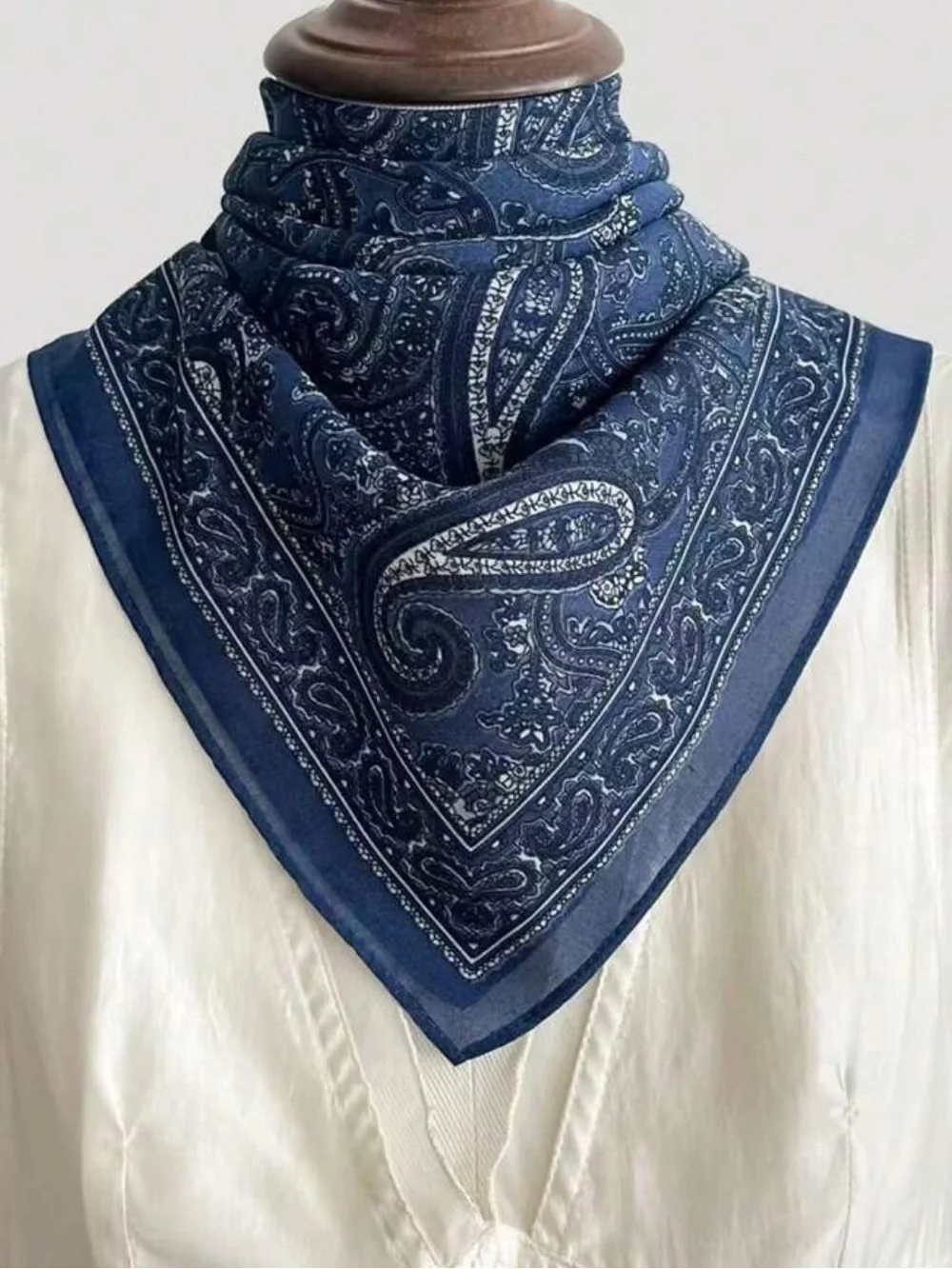 Classic Navy Paisley Bandana Scarf - Women Accessories